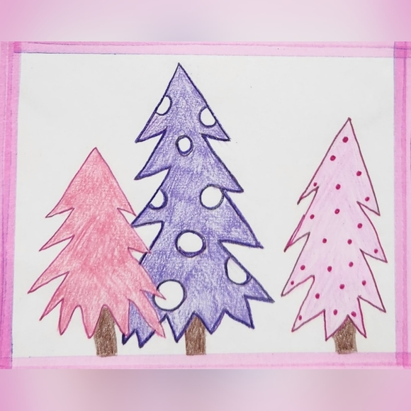 Original Art Work by Seller Pink purple Trees Business Thank You Card - Picture 4 of 4